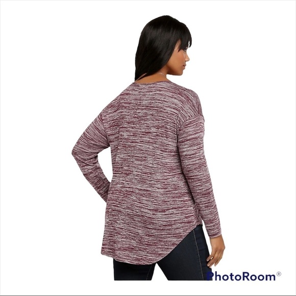 TORRID Purple Marled Stripe Knit 3/4 Sleeve Tee Top Size 0/Large - Picture 3 of 7